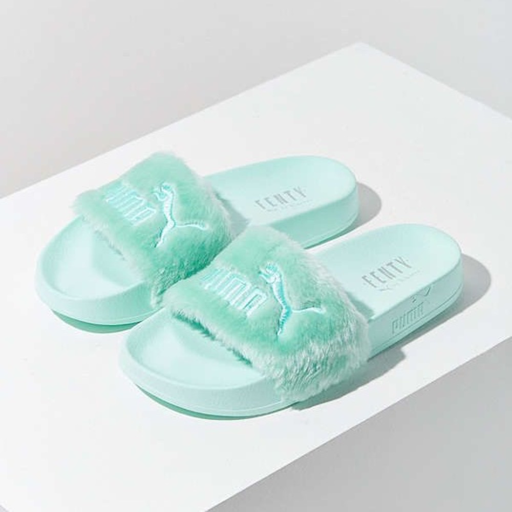 Puma Fenty Women’s Fur Slides Blue Mint 7.5
